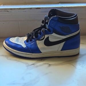 Jordon Men's Air 1 Retro High- 14- Blue & White Sneakers